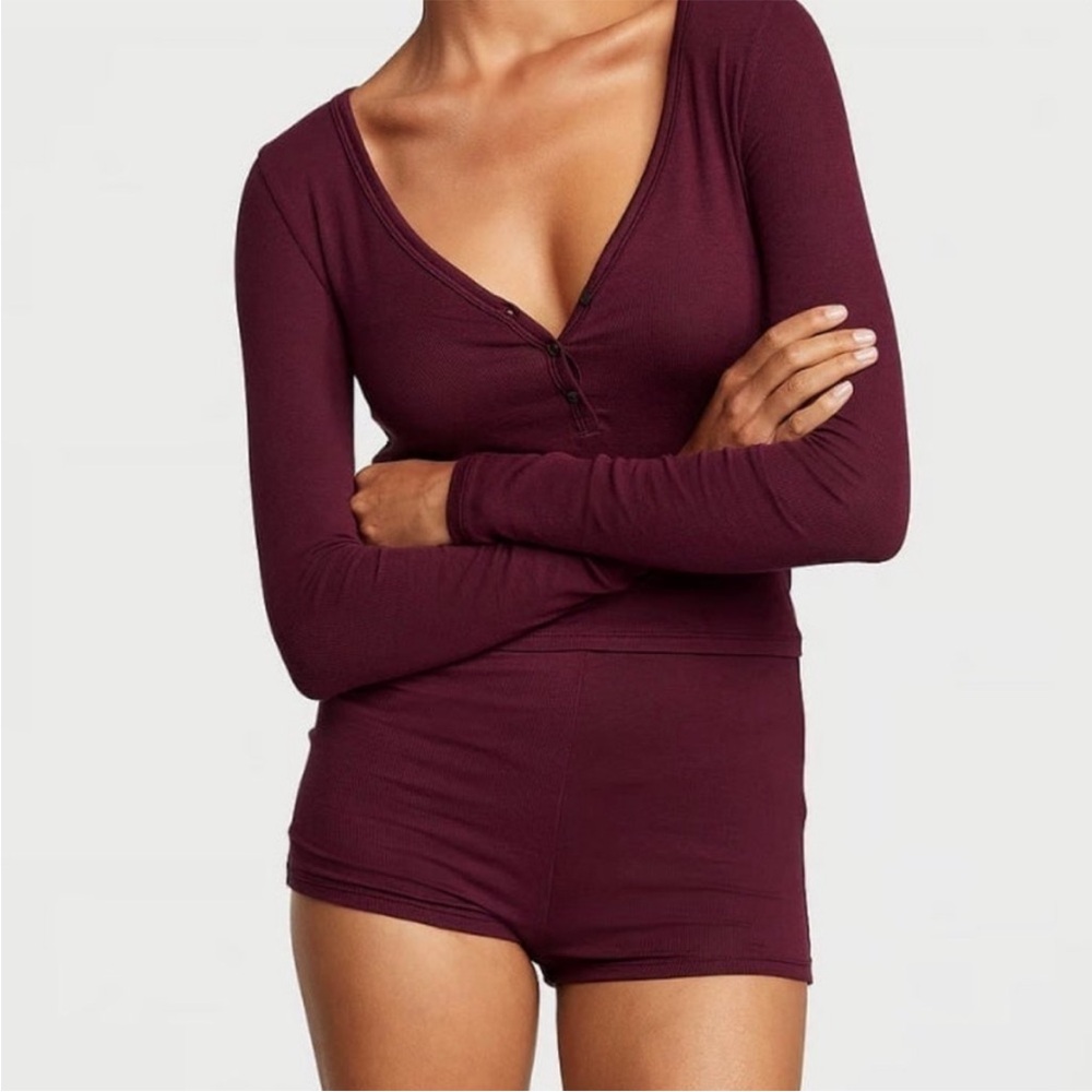 Victoria's Secret Deep Red Long Sleeve Pajama Set